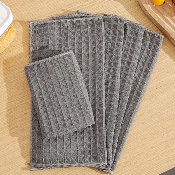 Set 5 lavete de bucatarie, din microfibra super fina, dimensiuni 30 x 30 cm, cu putere ridicata de absorbtie, gri