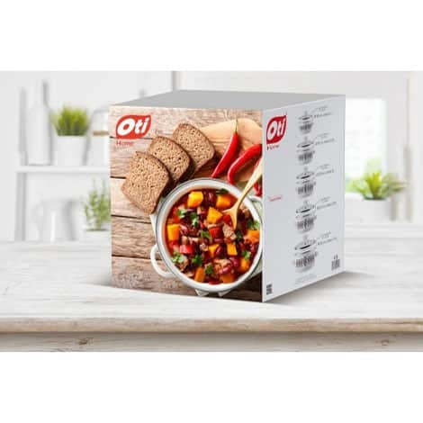Set 5 oale emailate cu capace sticla termorezistenta, diametre 16-24 cm