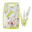 Set 5 piese: tocator doua fete, 3 cutite colorate si curatator legume