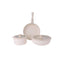 Set 5 piese vase ceramica crem cu maner detasabil, 2 oale, tigaie, 2 capace sticla