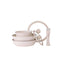 Set 5 piese vase ceramica crem cu maner detasabil, 2 oale, tigaie, 2 capace sticla