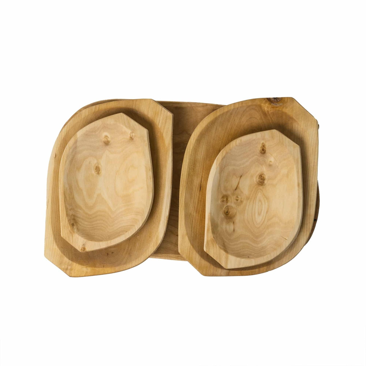 Set 5 platouri din lemn pentru servire, dimensiuni variate, maro