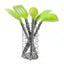 Set 5 ustensile bucatarie din silicon cu suport, colorate si usor de depozitat