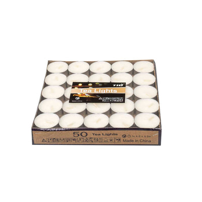 Set 50 lumanari decorative, 14 gr, ardere 4 ore, culoare alb