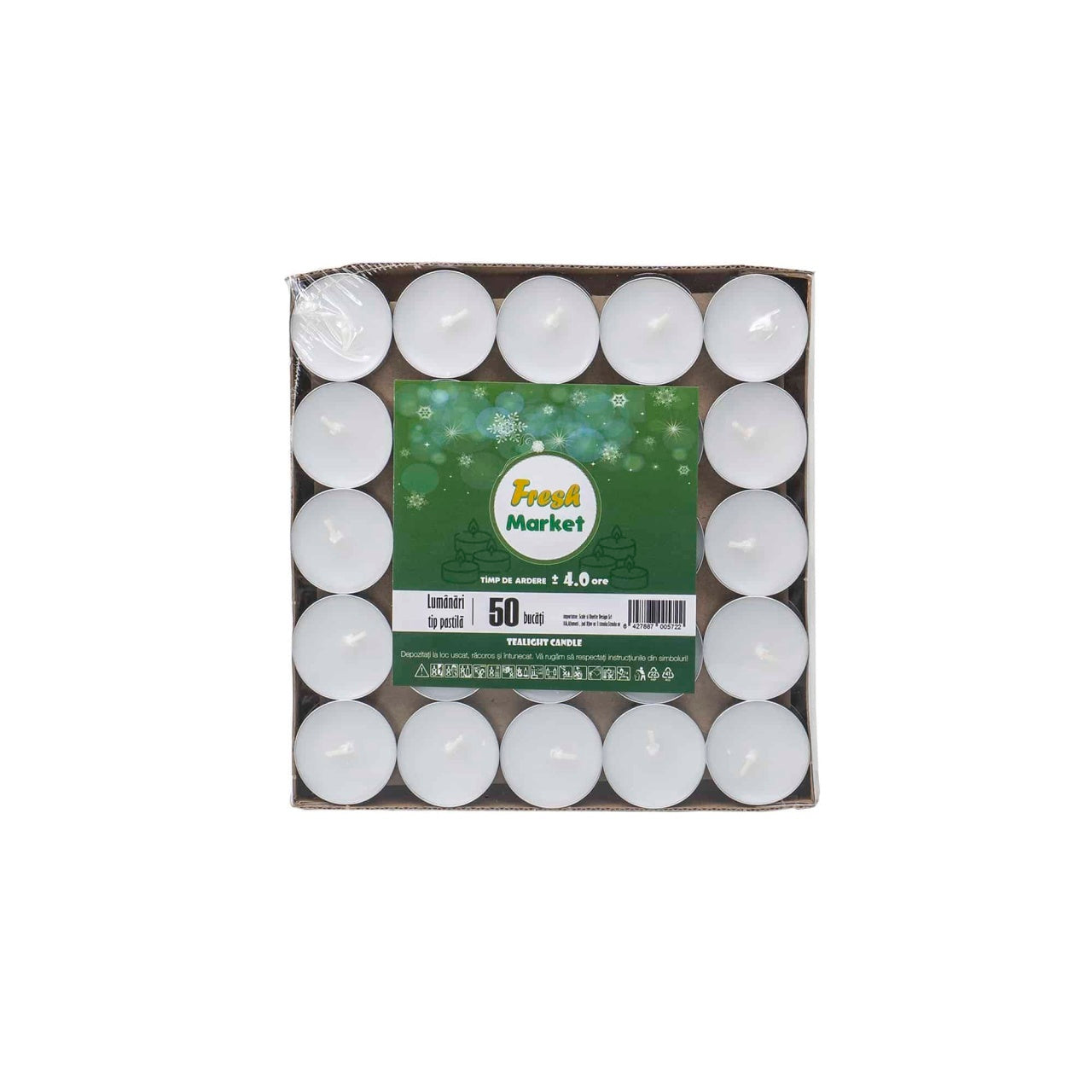 Set 50 lumanari decorative, 14g, alb, ardere 4 ore