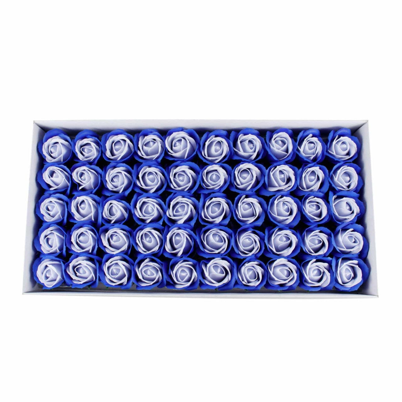 Set 50 trandafiri din sapun, 2 culori albastru-bleu, parfum fin