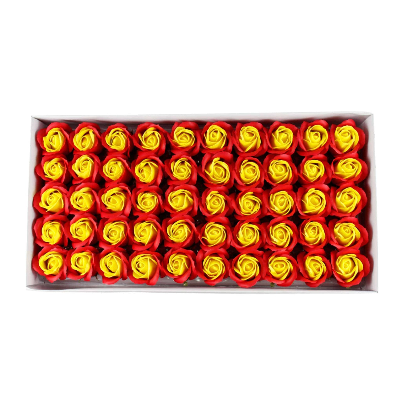 Set 50 trandafiri din sapun, 2 culori rosu si galben, parfumati
