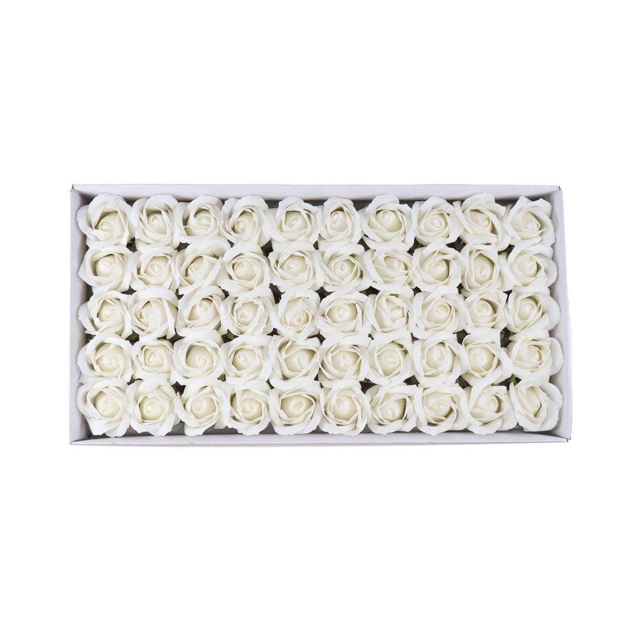 Set 50 trandafiri din sapun, parfum fin, culoare alba