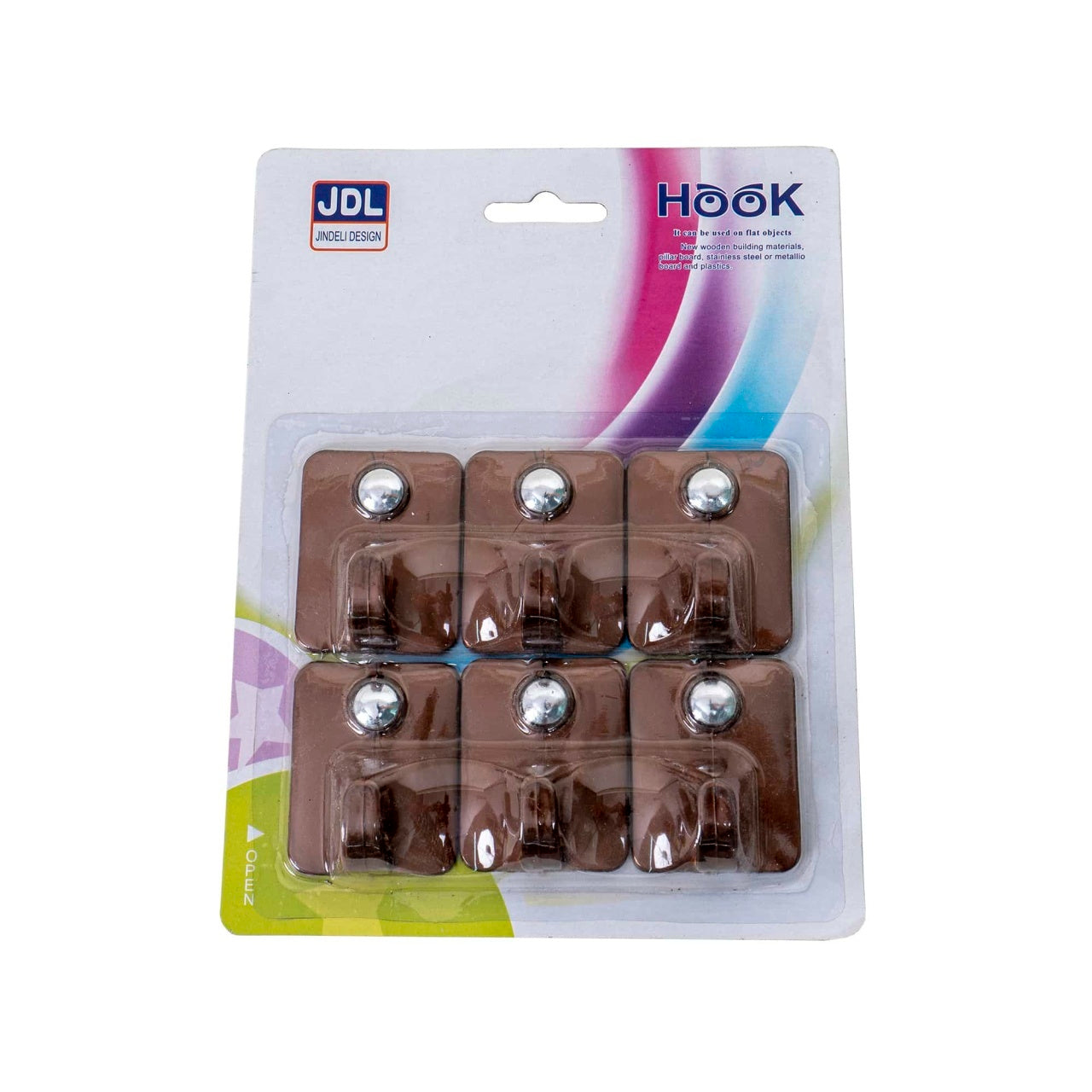 Set 6 cuiere din plastic cu adeziv super rezistent, 4x5 cm