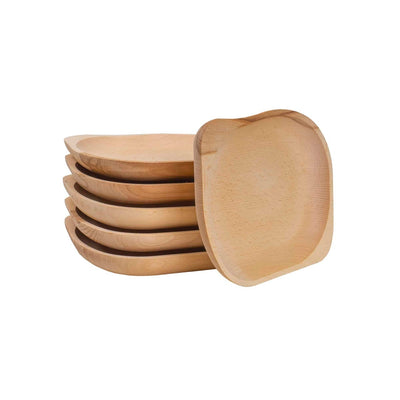 Set 6 farfurii ovale din lemn de fag, 23x20 cm, ideale pentru aperitive
