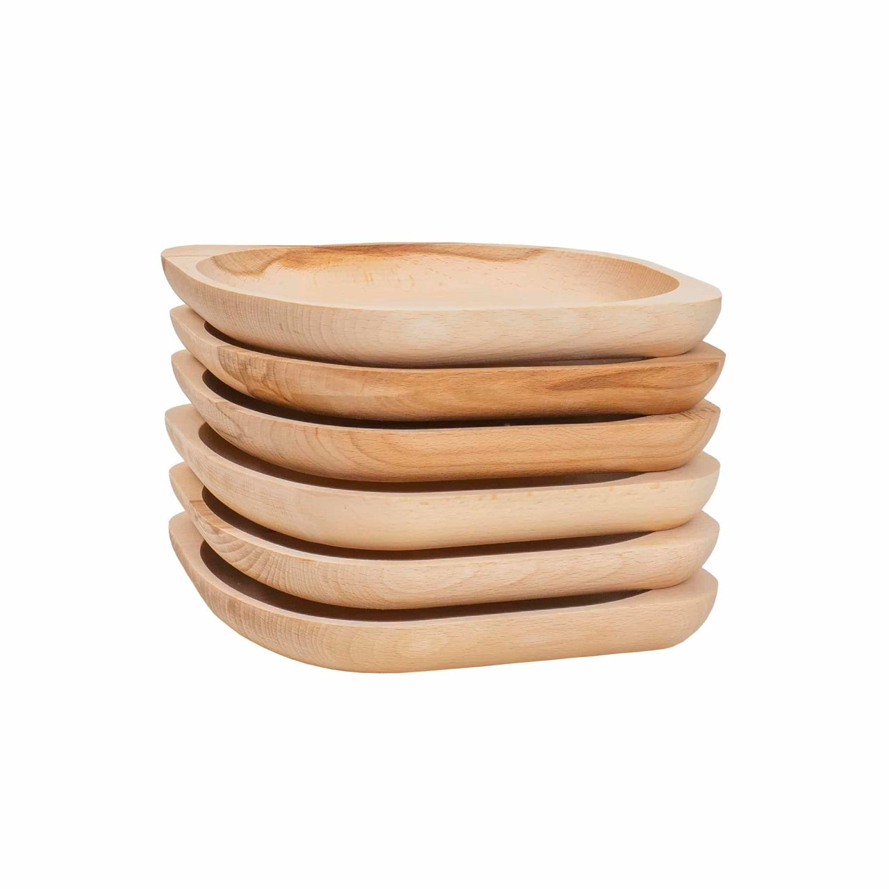 Set 6 farfurii ovale din lemn de fag, 23x20 cm, ideale pentru aperitive