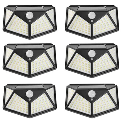 Set 6 lampi cu incarcare solara FOXMAG24, senzor miscare, 3 trepte de iluminare, 100 LED