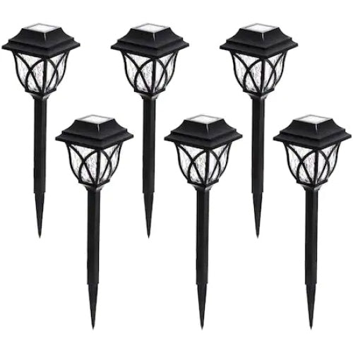 Set 6 lampi solare de gradina, tip tarus, autonomie 8 h, negru