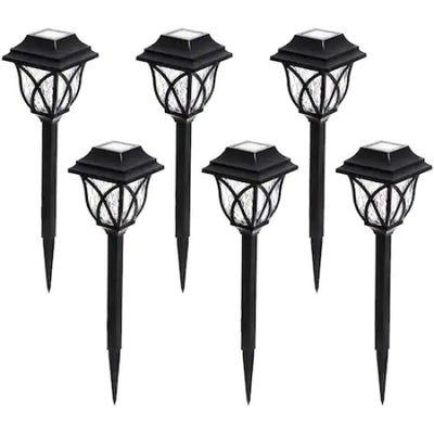 Set 6 lampi solare de gradina, tip tarus, autonomie 8 h, negru