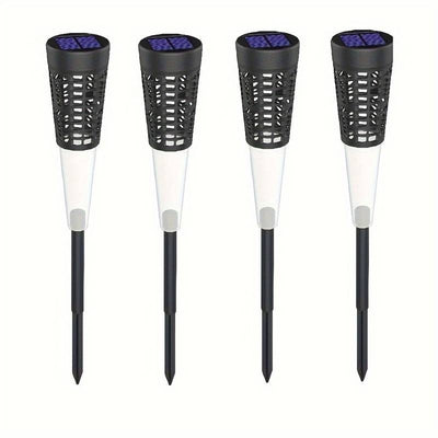 Set 6 lampi solare decorative, pentru gradina, cu fixare tip tarus, lumina calda, pornire/oprire automata, rezistente la apa, din ABS, negru