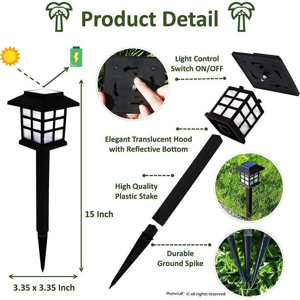 Set 6 lampi solare pentru gradina, cu iluminare LED, rezistente la apa, negru