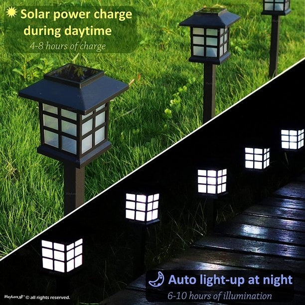 Set 6 lampi solare pentru gradina, cu iluminare LED, rezistente la apa, negru