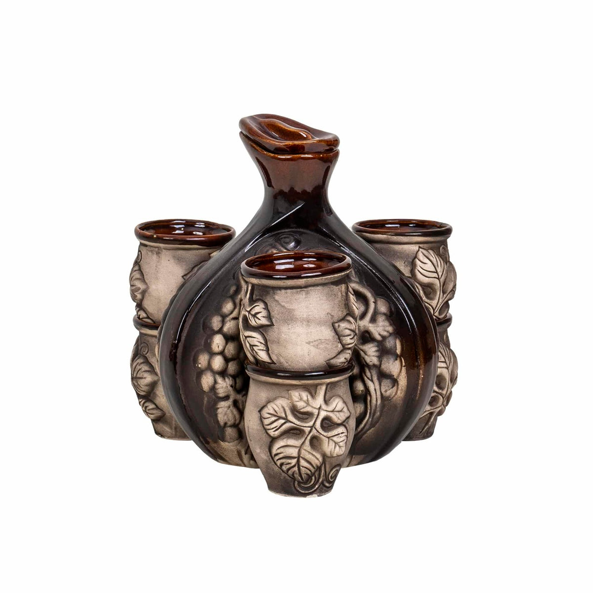 Set 6 pahare ceramica cu sticla in forma de caracatita, capacitate 1.2L sticla si 180ml pahare