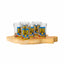 Set 6 pahare sticla 50ml cu suport lemn in forma hartii Romaniei