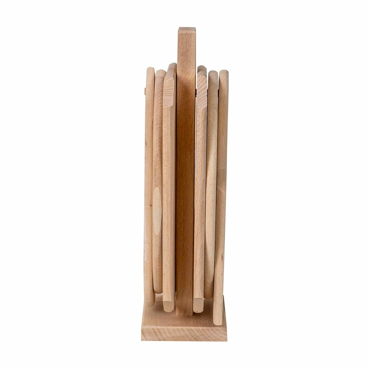 Set 6 piese tocatoare din lemn de fag cu suport vertical, forme ovale si dreptunghiulare