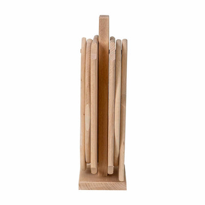 Set 6 piese tocatoare din lemn de fag cu suport vertical, forme ovale si dreptunghiulare
