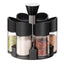 Set 6 recipiente pentru condimente, cu suport rotativ, din ABS, dimensiuni 18x16x12cm, alb/negru