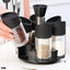 Set 6 recipiente pentru condimente, cu suport rotativ, din ABS, dimensiuni 18x16x12cm, alb/negru