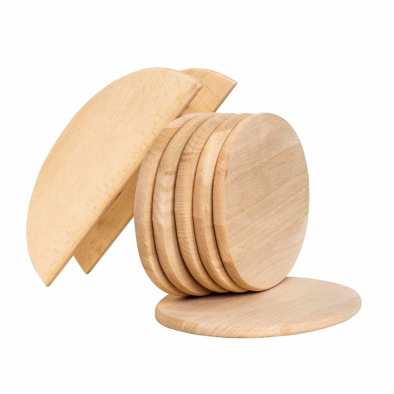 Set 6 tocatoare ovale din lemn de fag cu suport, 24x15 cm, bej