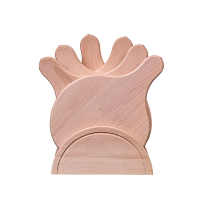 Set 6 tocatoare rotunde din lemn, diametru 19 cm, cu suport bej
