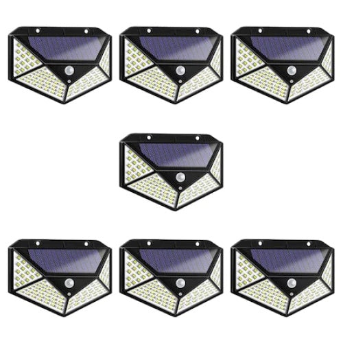 Set 7 lampi cu incarcare solara FOXMAG24, senzor miscare, 3 trepte de iluminare, 100 LED