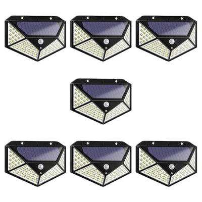 Set 7 lampi cu incarcare solara FOXMAG24, senzor miscare, 3 trepte de iluminare, 100 LED