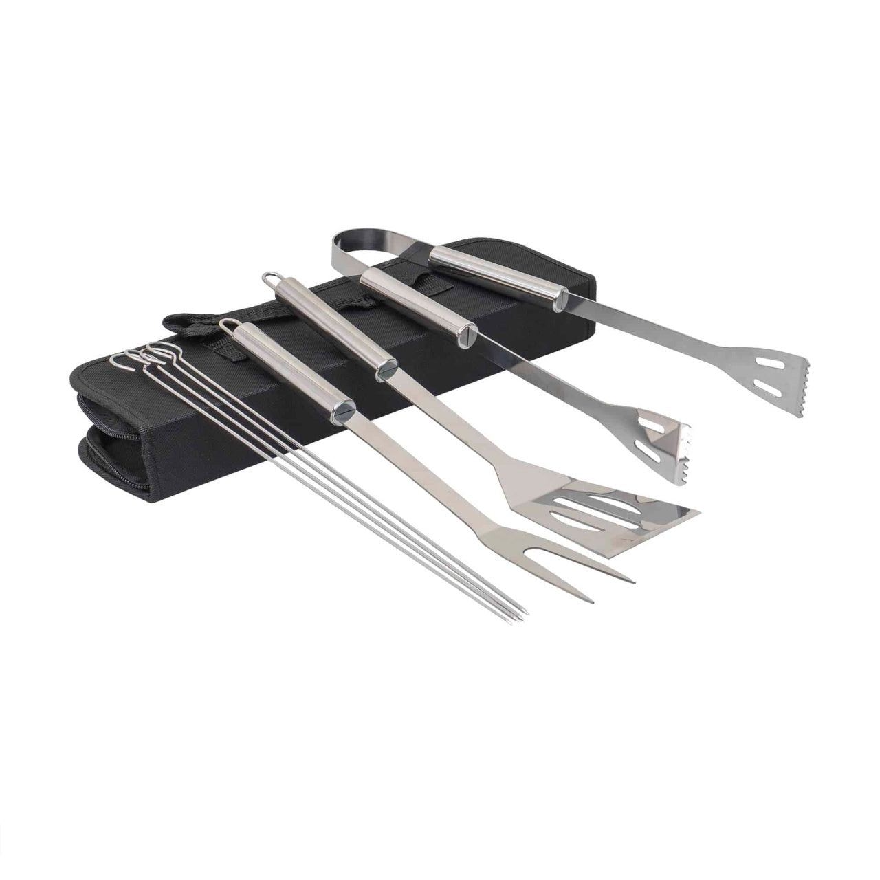 Set 7 piese inox pentru gratar cu borseta depozitare 38x10.5x5 cm