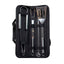 Set 7 piese inox pentru gratar cu borseta depozitare 38x10.5x5 cm