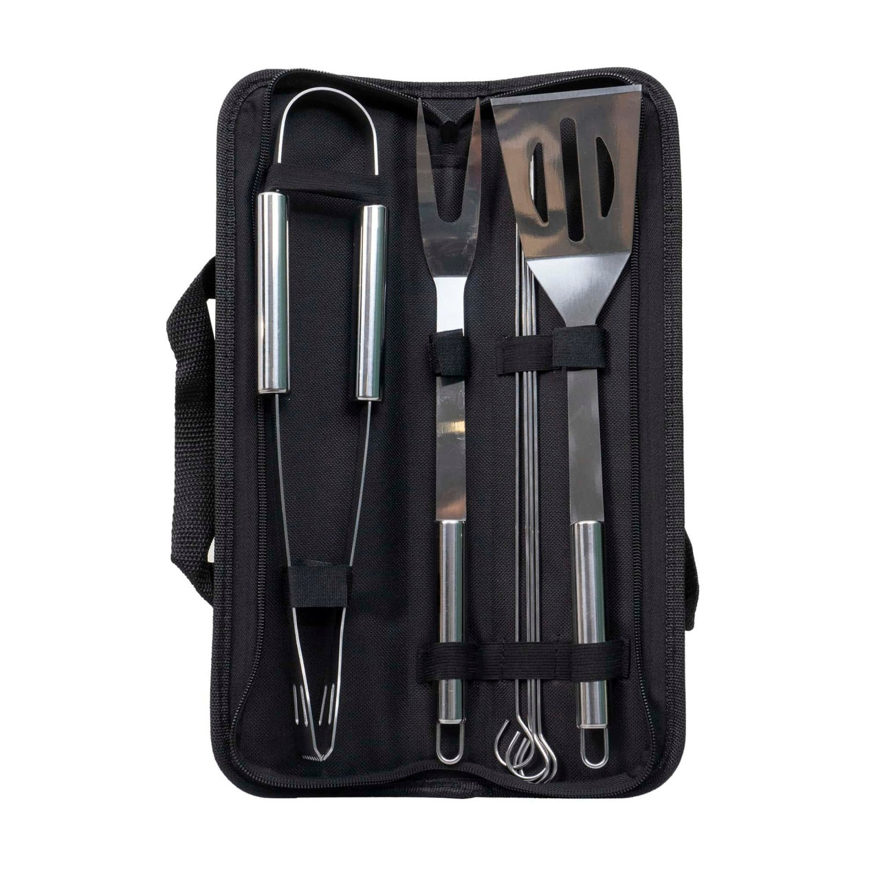 Set 7 piese inox pentru gratar cu borseta depozitare 38x10.5x5 cm