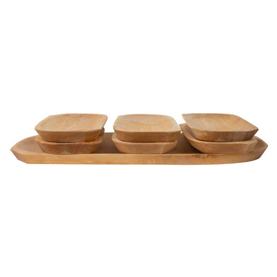 Set 7 platouri din lemn pentru servire, 60x23.5x2.5cm, dreptunghiulare