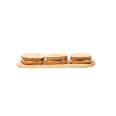 Set 7 platouri dreptunghiulare din lemn de arin, 50x20x2.5 cm, pentru servire