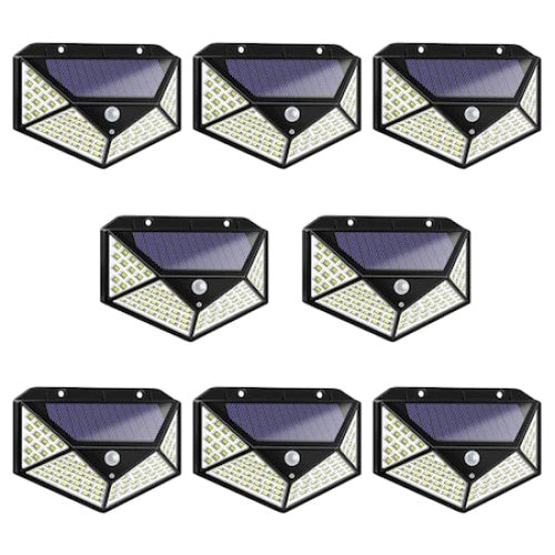 Set 8 lampi cu incarcare solara FOXMAG24, senzor miscare, 3 trepte de iluminare, 100 LED