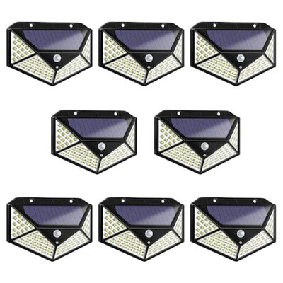 Set 8 lampi cu incarcare solara FOXMAG24, senzor miscare, 3 trepte de iluminare, 100 LED
