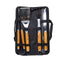 Set 8 piese inox cu maner lemn pentru gratar plus borseta depozitare
