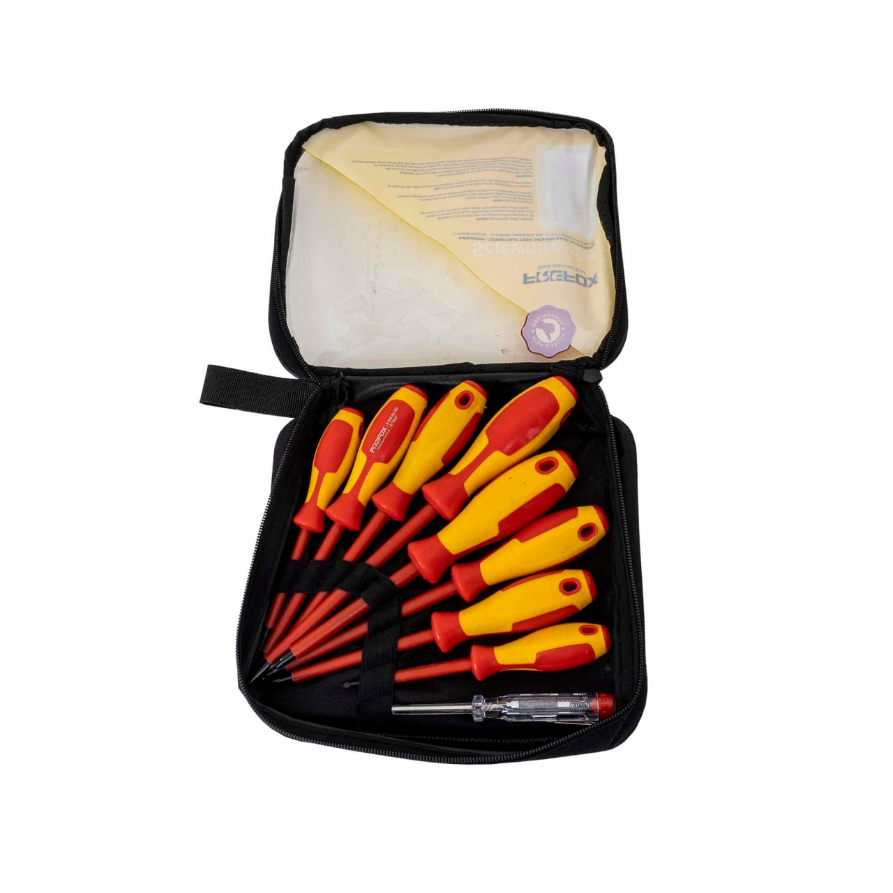 Set 9 surubelnite electrician cu varf drept, stea si pentru tensiune, izolate electric