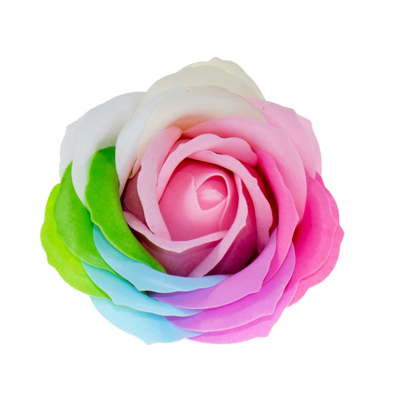 Set 9 trandafiri multicolori din sapun cu parfum fin si miez roz pal