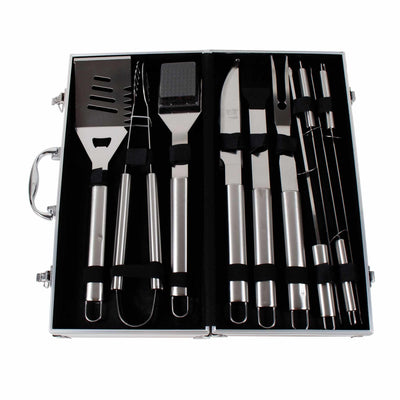 Set accesorii gratar 10 piese cu diplomat aluminiu, ustensile lungi