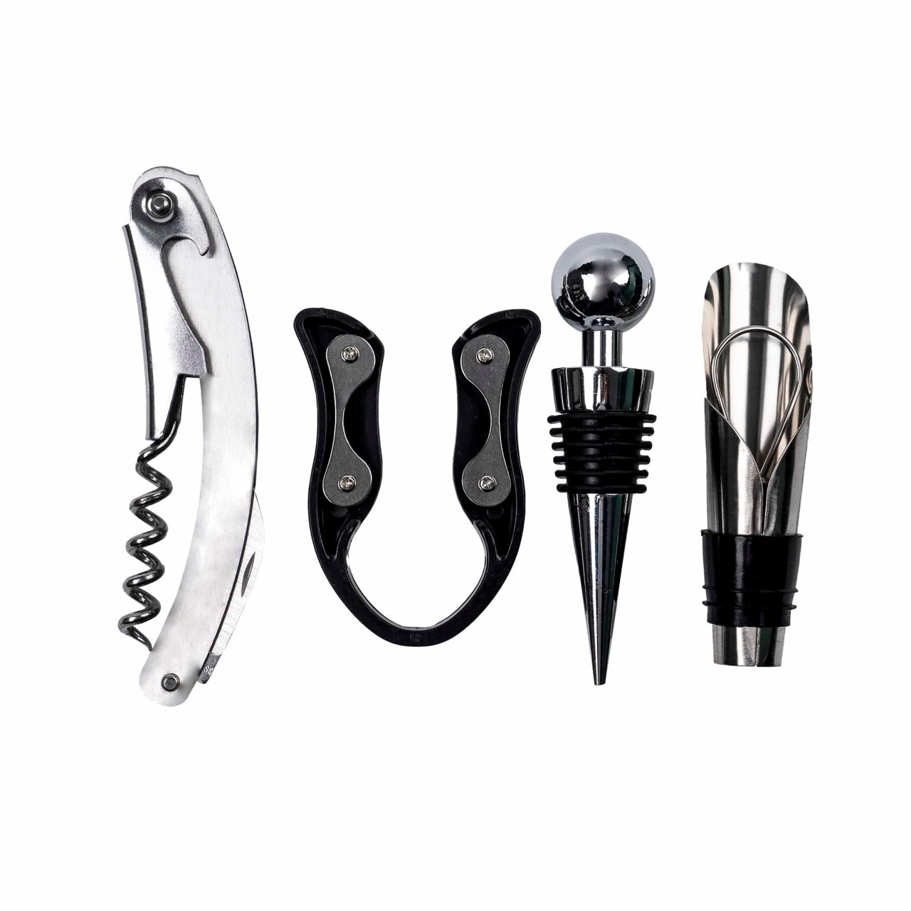 Set accesorii vin 4 piese inox - dop, desfacator, taietor folie
