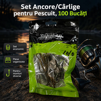 Set Ancore/Cârlige pentru Pescuit, 100 Bucăți – imagine principală promoțională