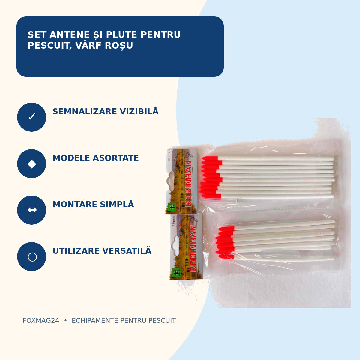 Set Antene și Plute pentru Pescuit, Vârf Roșu – caracteristici
