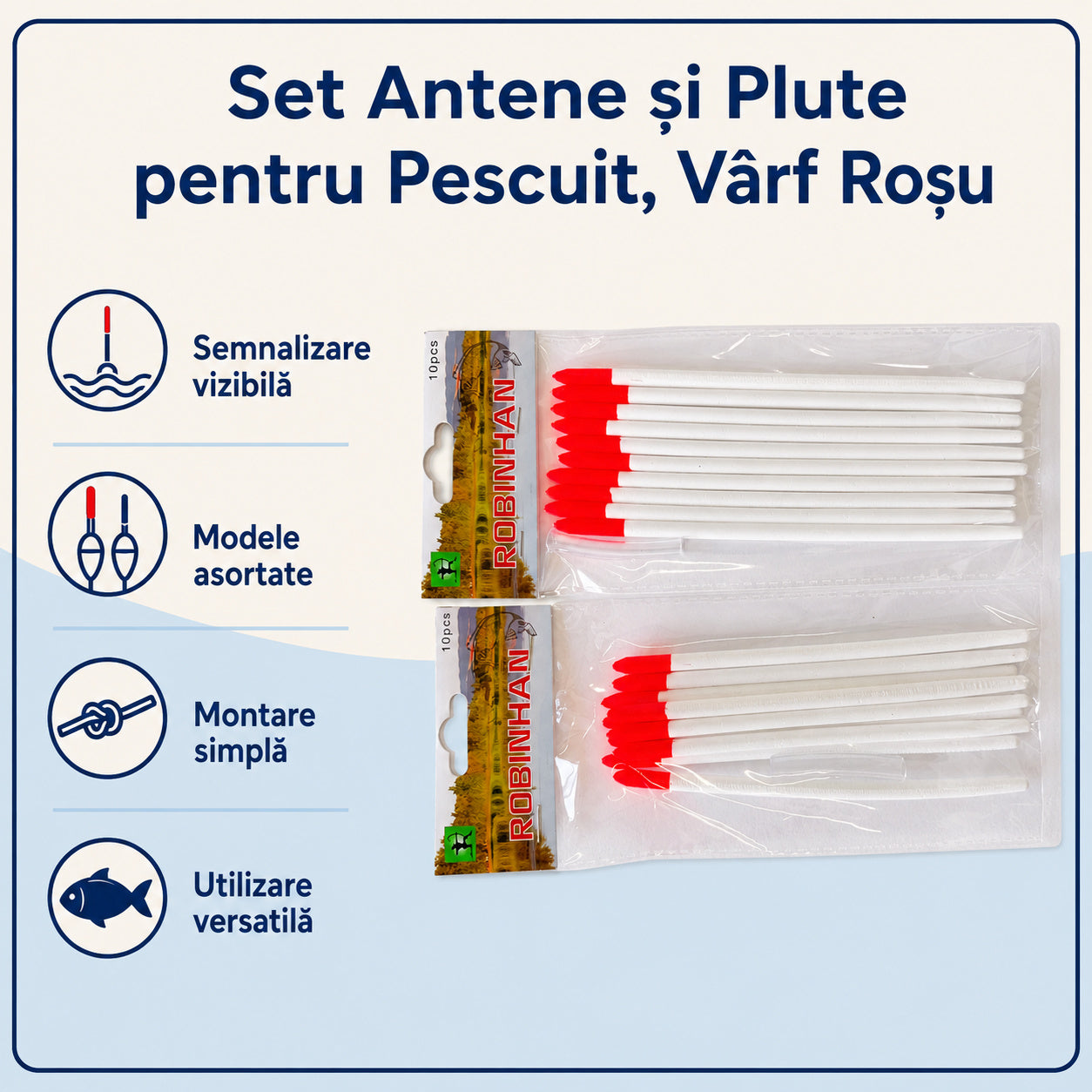 Set Antene și Plute pentru Pescuit, Vârf Roșu – caracteristici