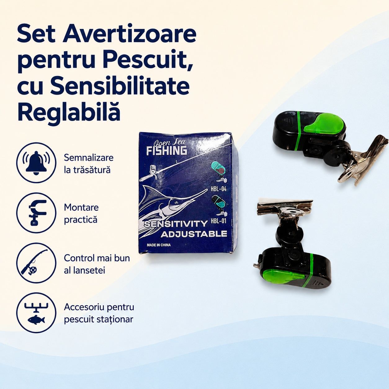 Set Avertizoare pentru Pescuit, cu Sensibilitate Reglabilă – caracteristici