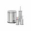 Set baie inox 4 in 1 cu cos menajer 3L, perie WC, suport sapun lichid si periute
