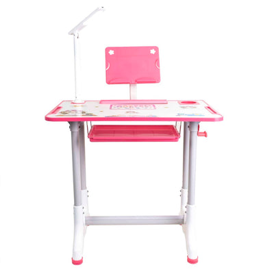 Set birou si scaun copii cu lampa LED, inaltime reglabila, roz