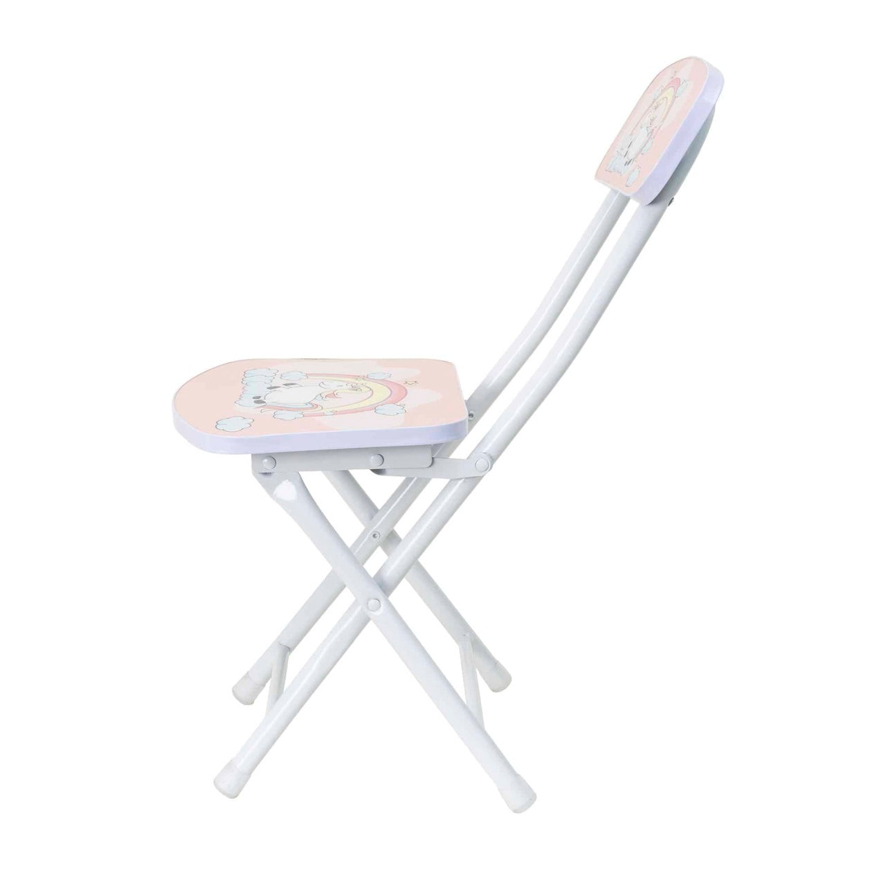 Set birou si scaun pliabile pentru copii, metal si lemn, roz